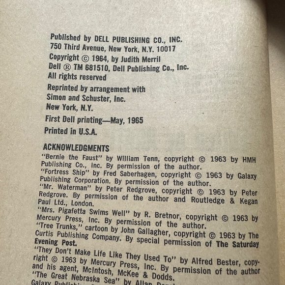 9th Annual Edition The Year’s Best S-F edited by Judith Merril VTG 1965 Dell - Picture 6 of 8